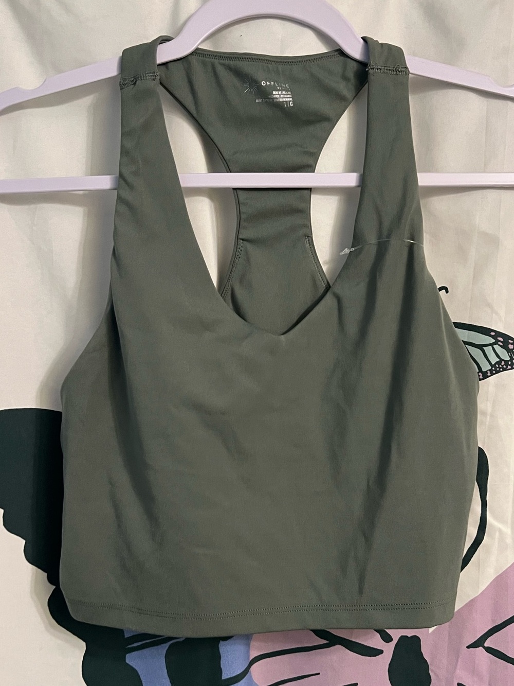 aerie OFFLINE Recharge Minimal Support Sports Bra in Olive